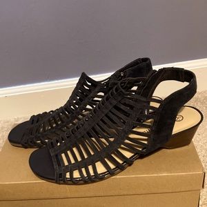 Navy blue leather sandals sz 10